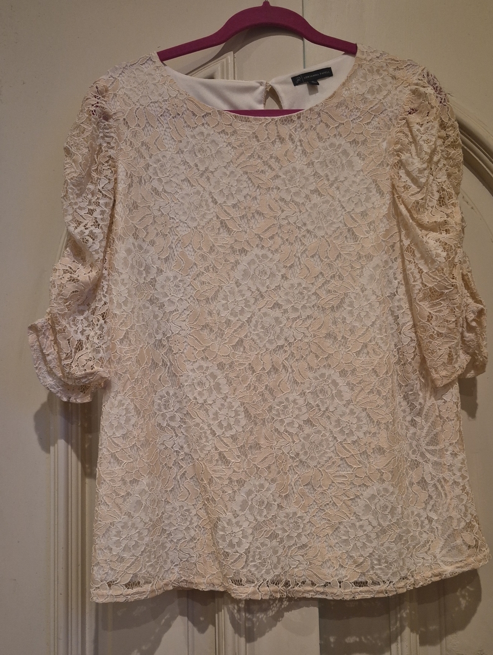 Adrianna Papell Cream Lace Blouse